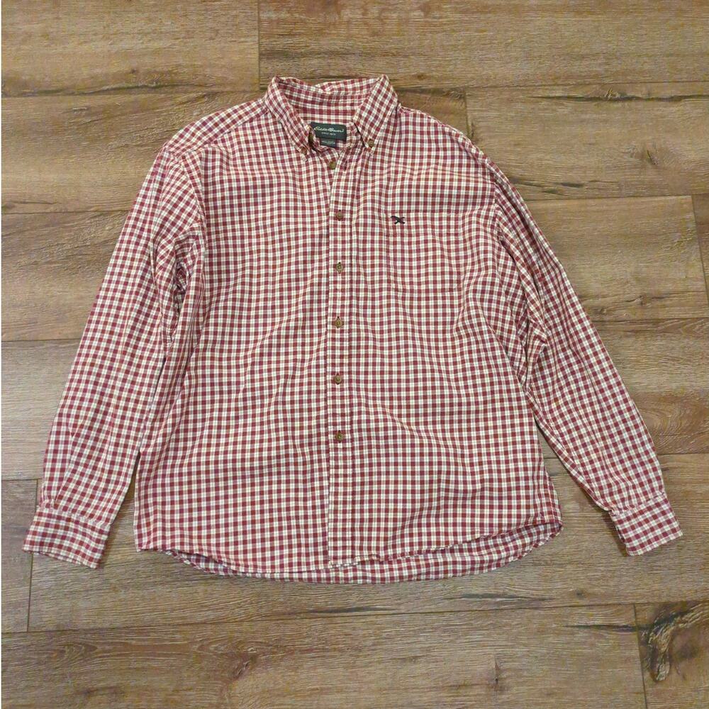 VTG Eddie Bauer Men's Large Button Up Shirt‎ Gingham Checker Skater Indie Hike